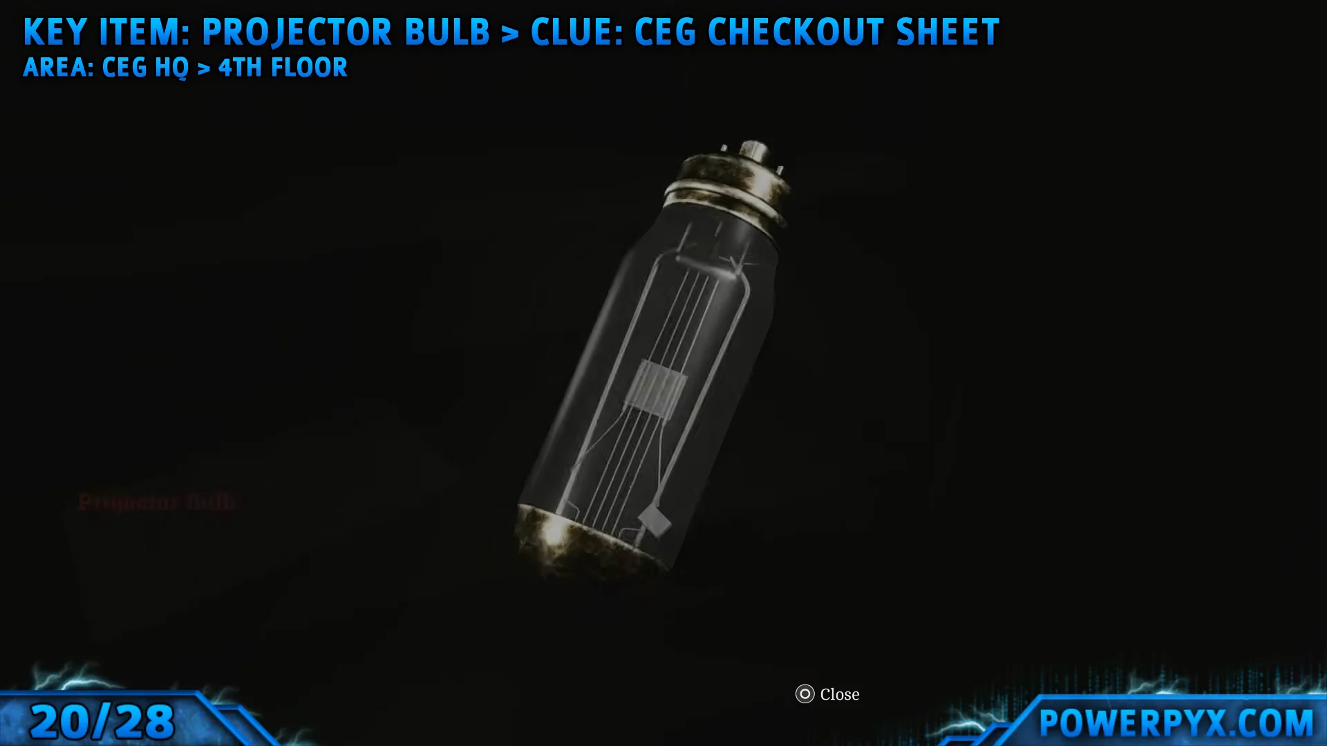 Key Item & Clue: Projector Bulb & CEG Checkout Sheet