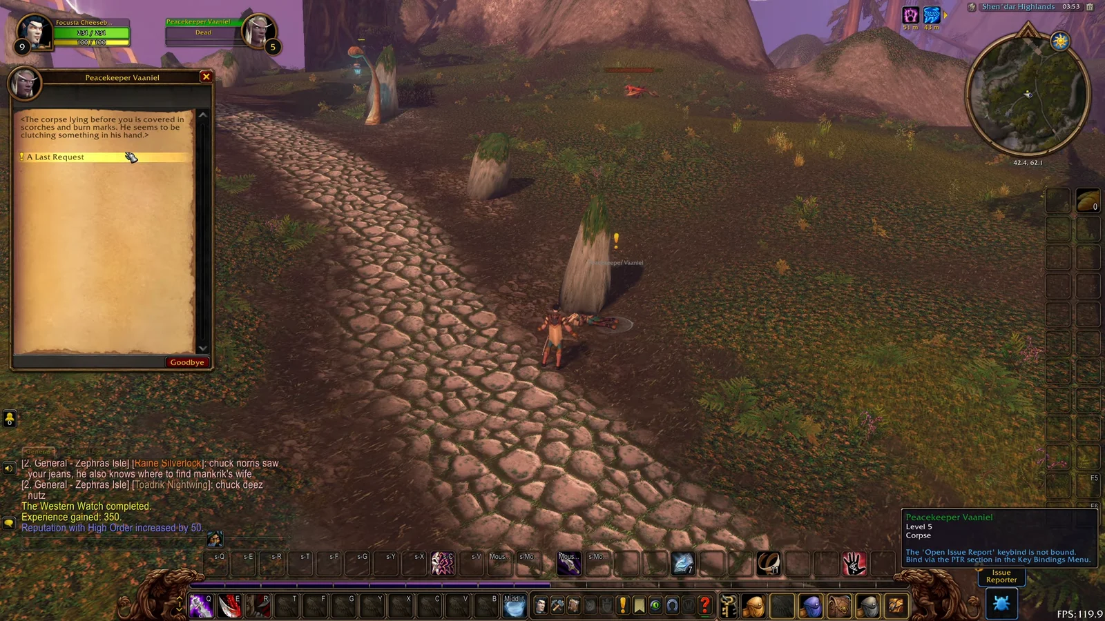 Accepting quest A Last Request