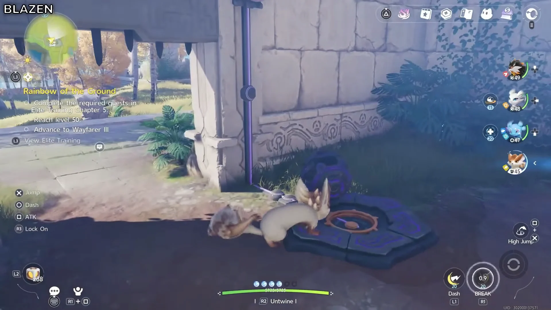 Map location and puzzle guide for Blazen (Basic Form) at coordinates -0799…