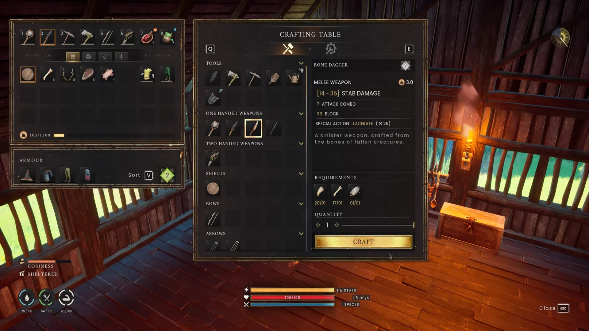 Crafting Bone Dagger