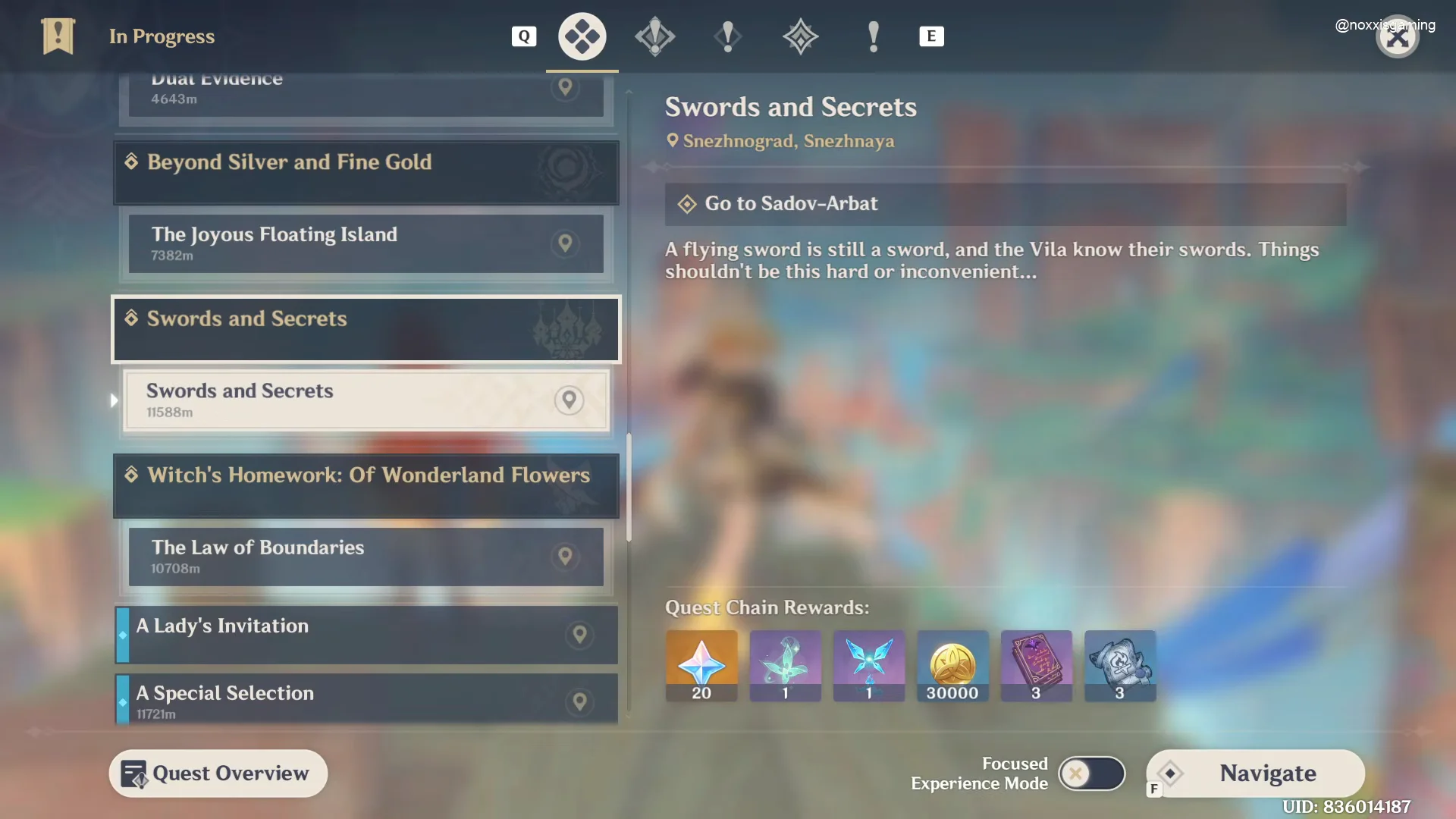 Quest menu