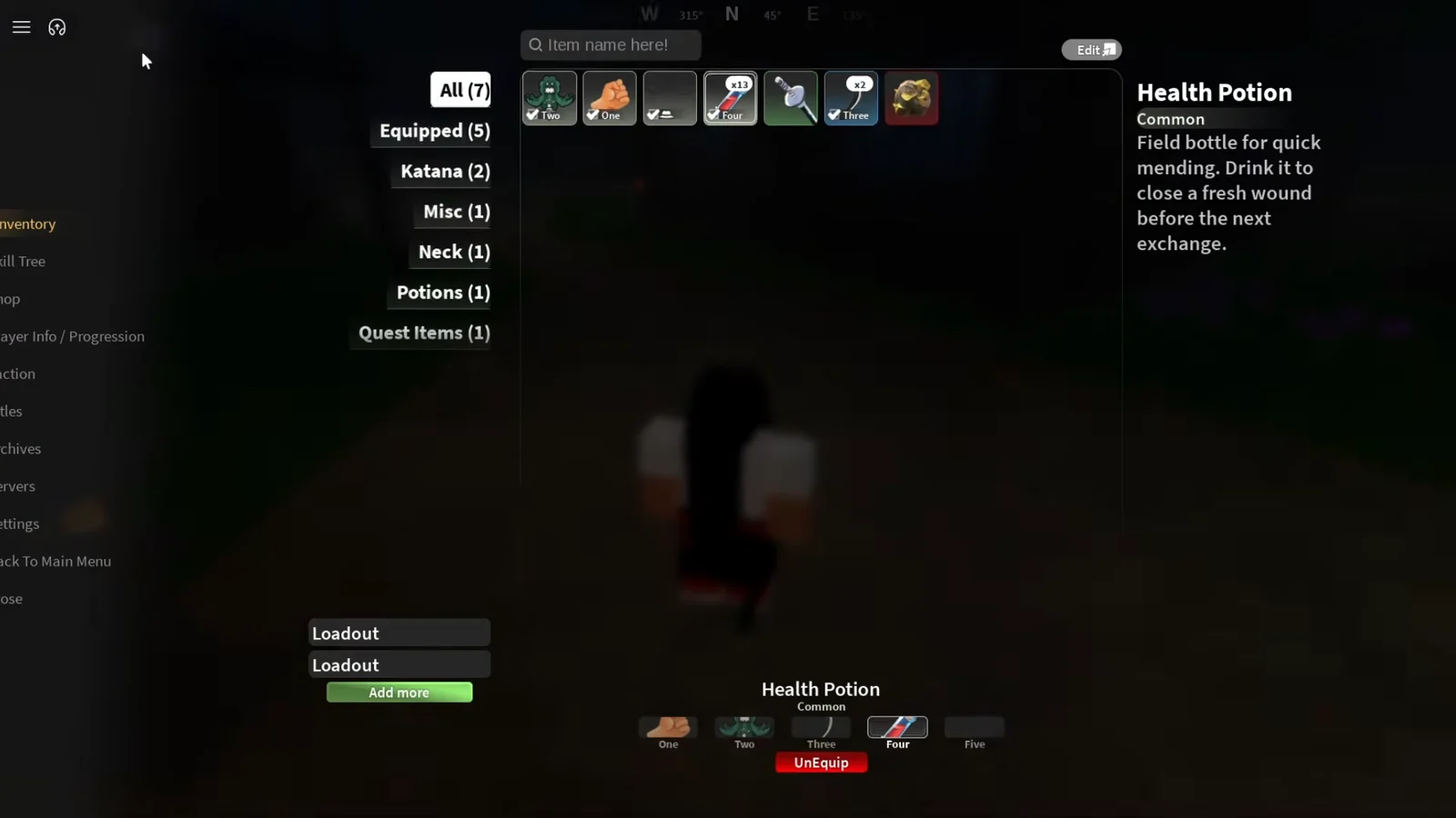 Equipping the Katana
