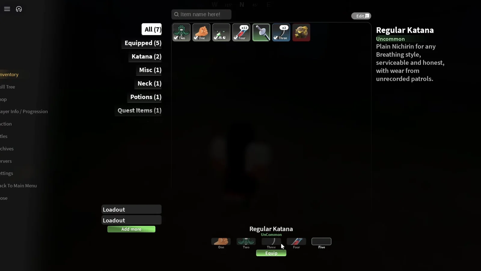 Equipping the Katana