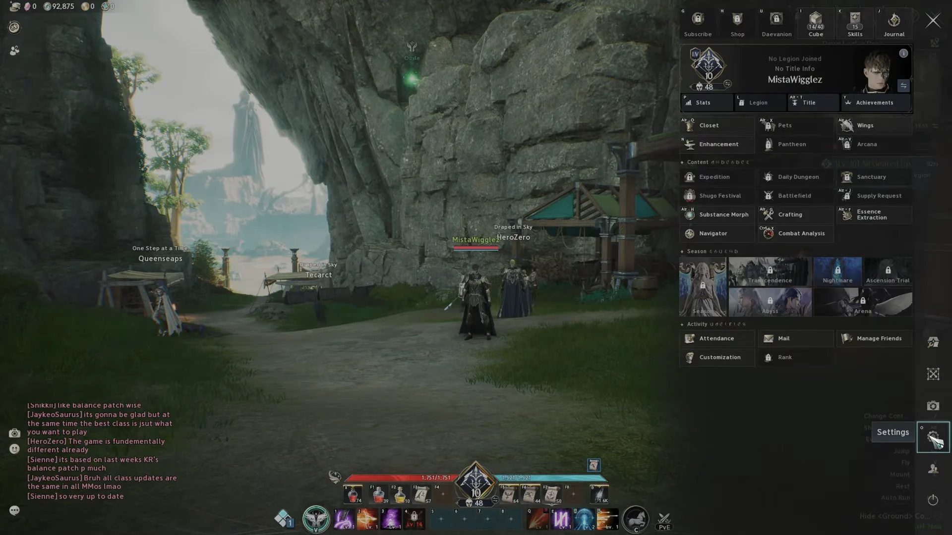 Opening Settings Menu