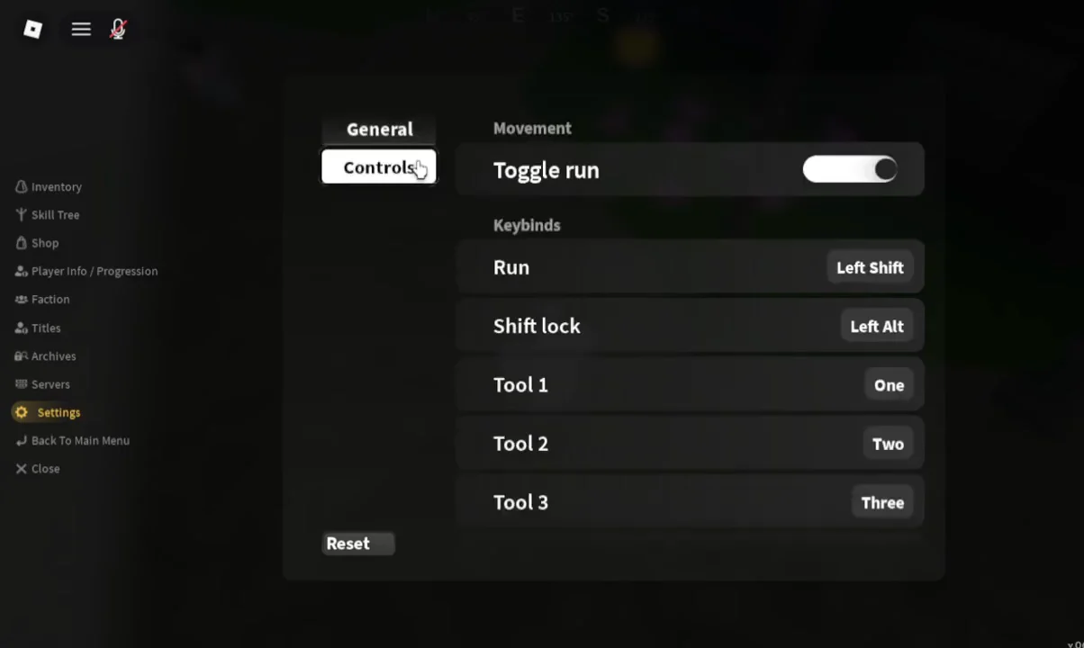 Controls Tab