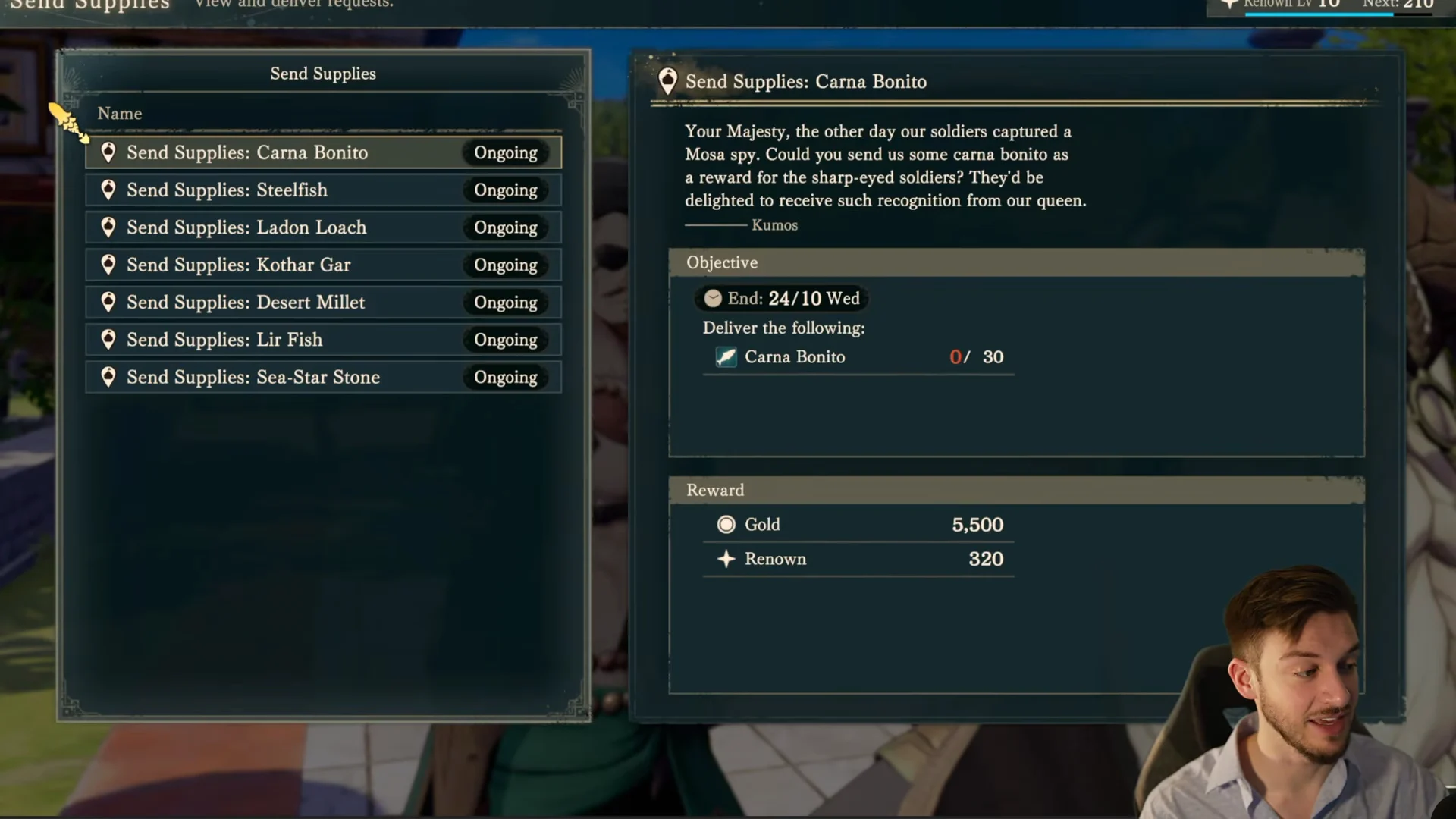 Talking to Bonaventure & Supply Quests