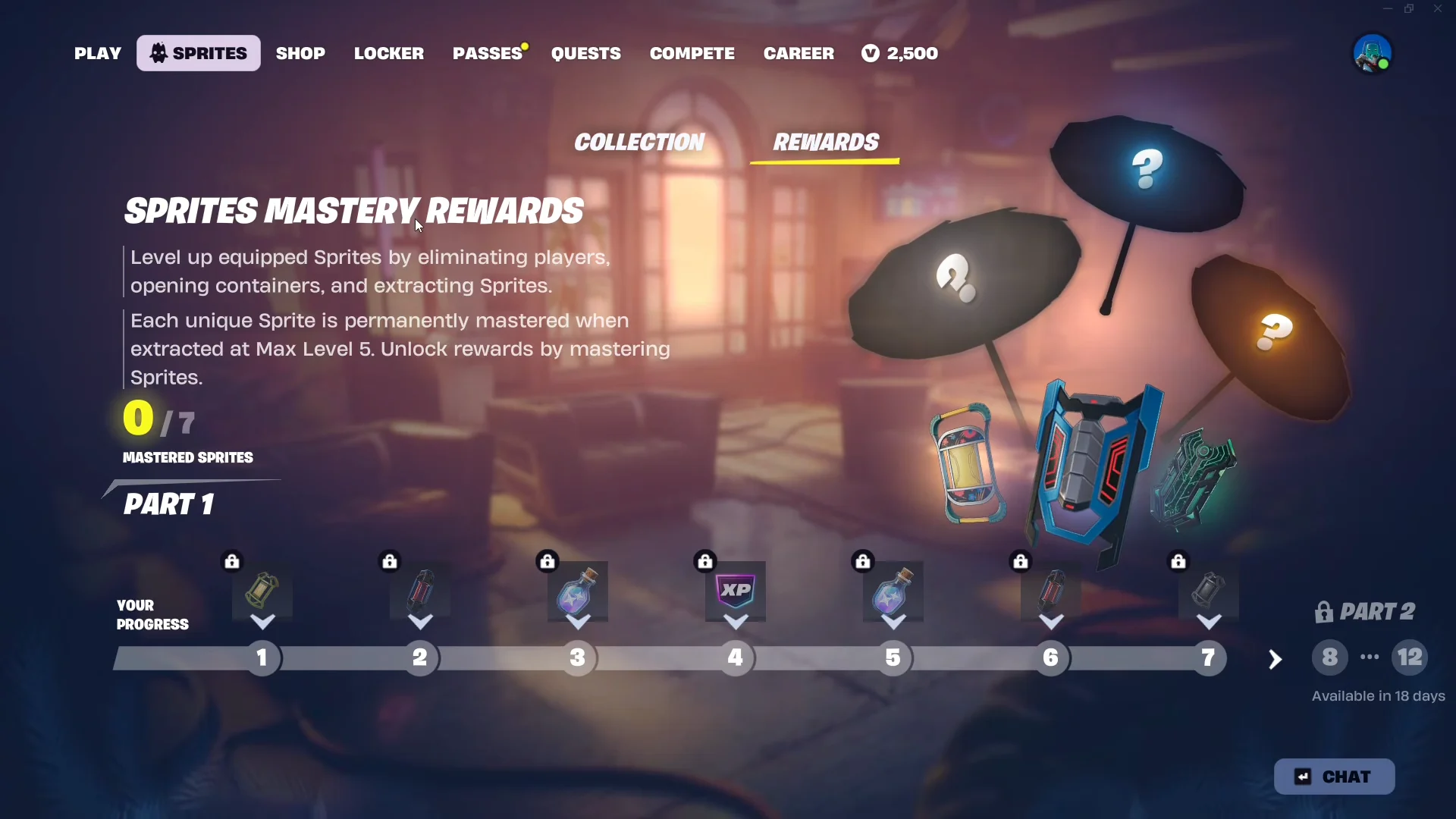 Sprites Mastery Rewards Menu