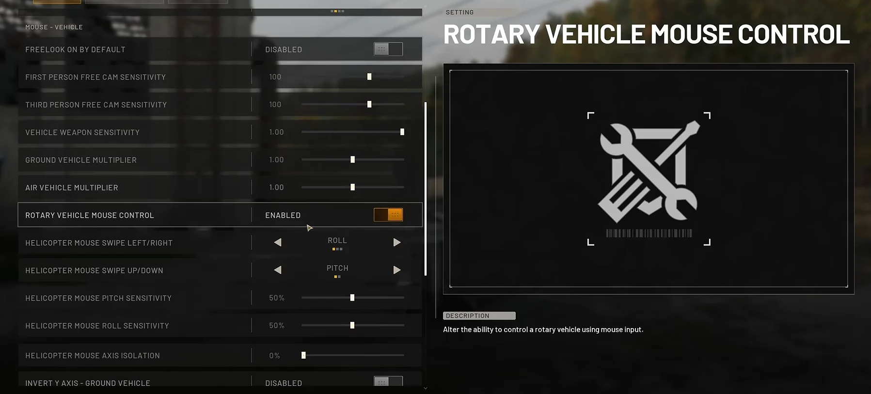 Rotary Vehicle Mouse Control