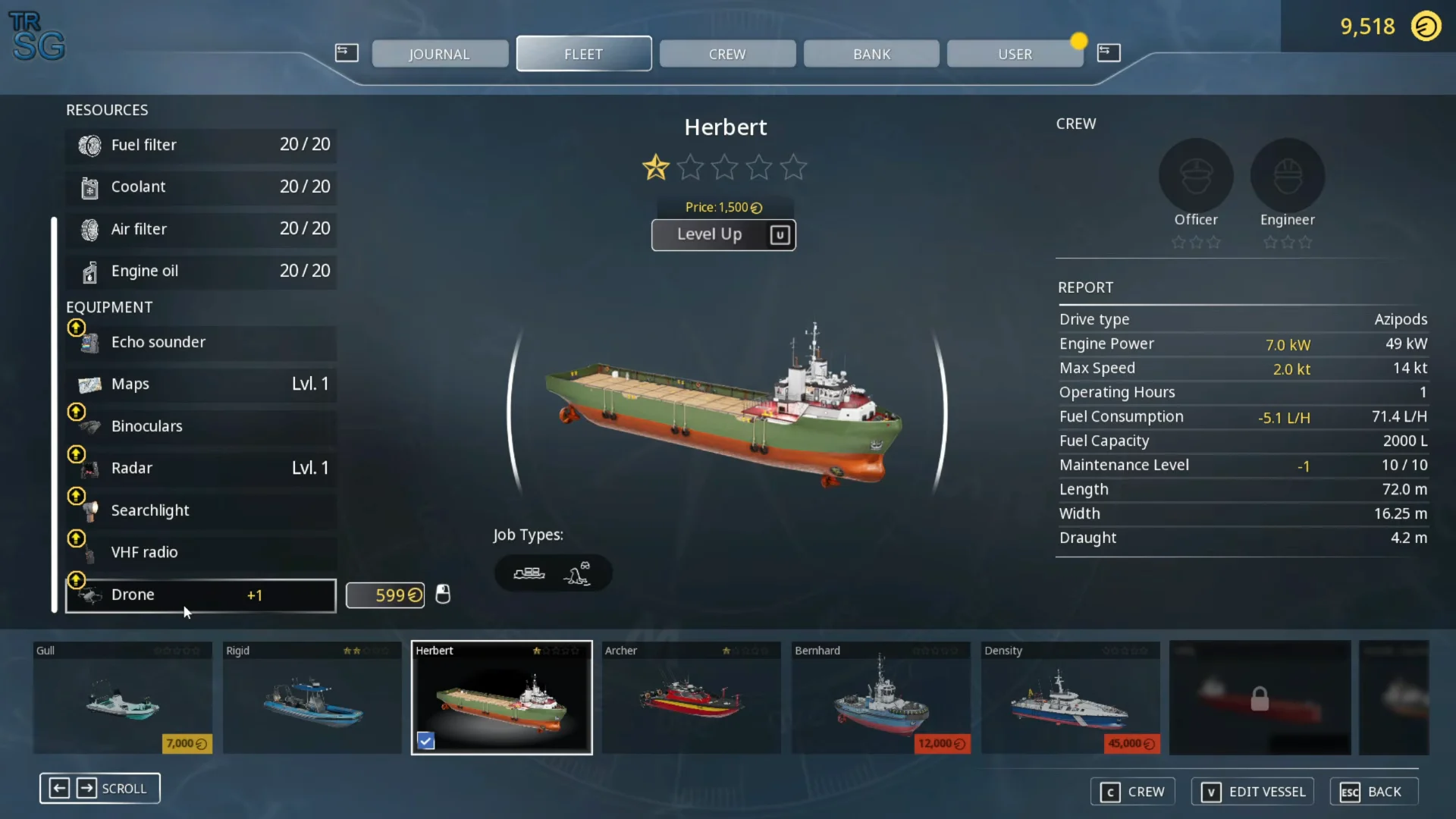 Fleet and job menu