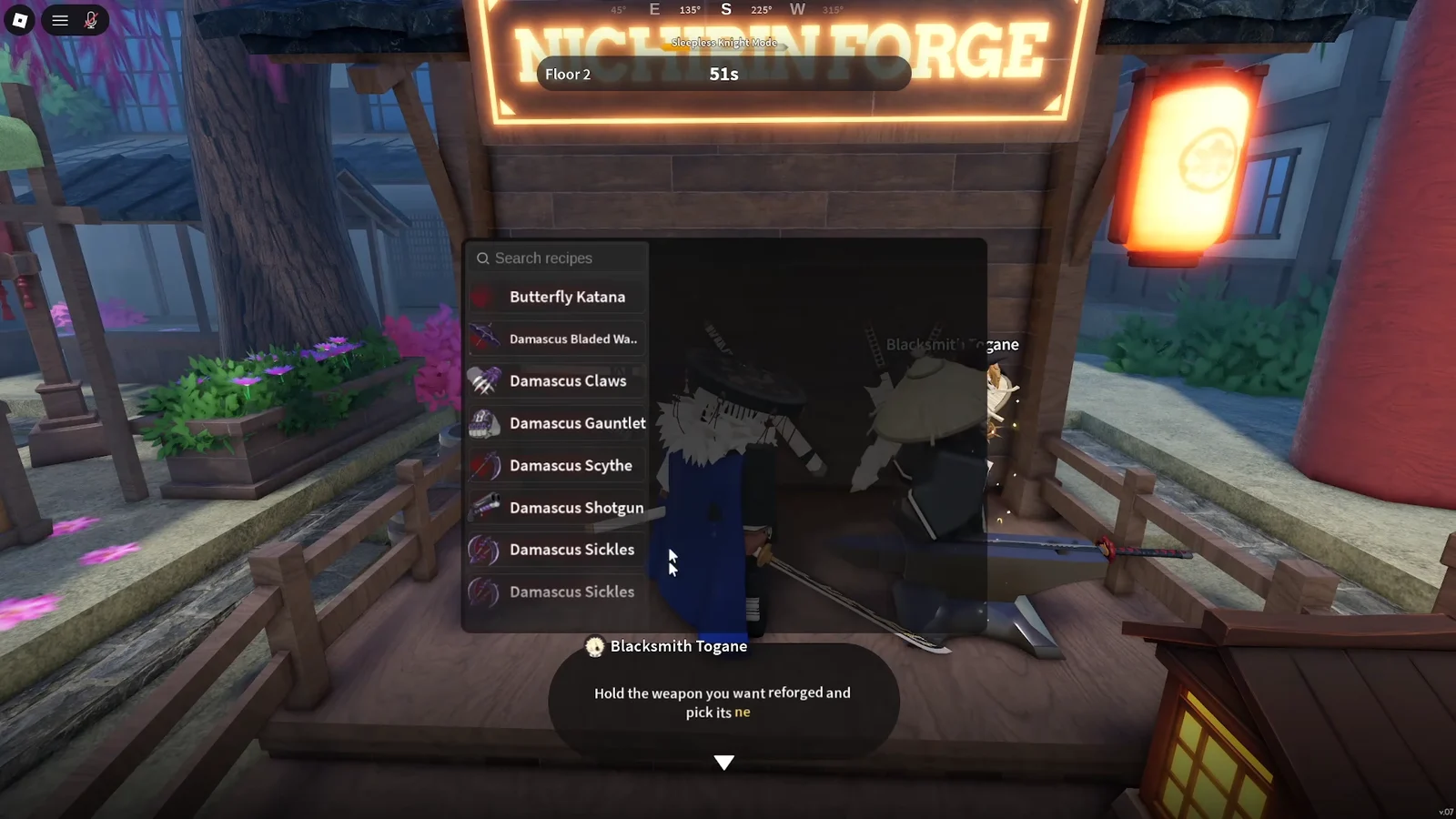 Inspecting V2 Sword Crafting Recipes