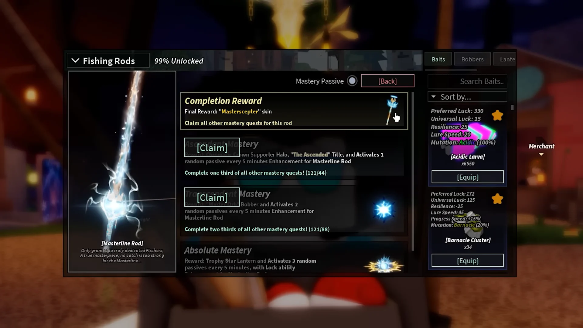 Claiming Mastery rewards