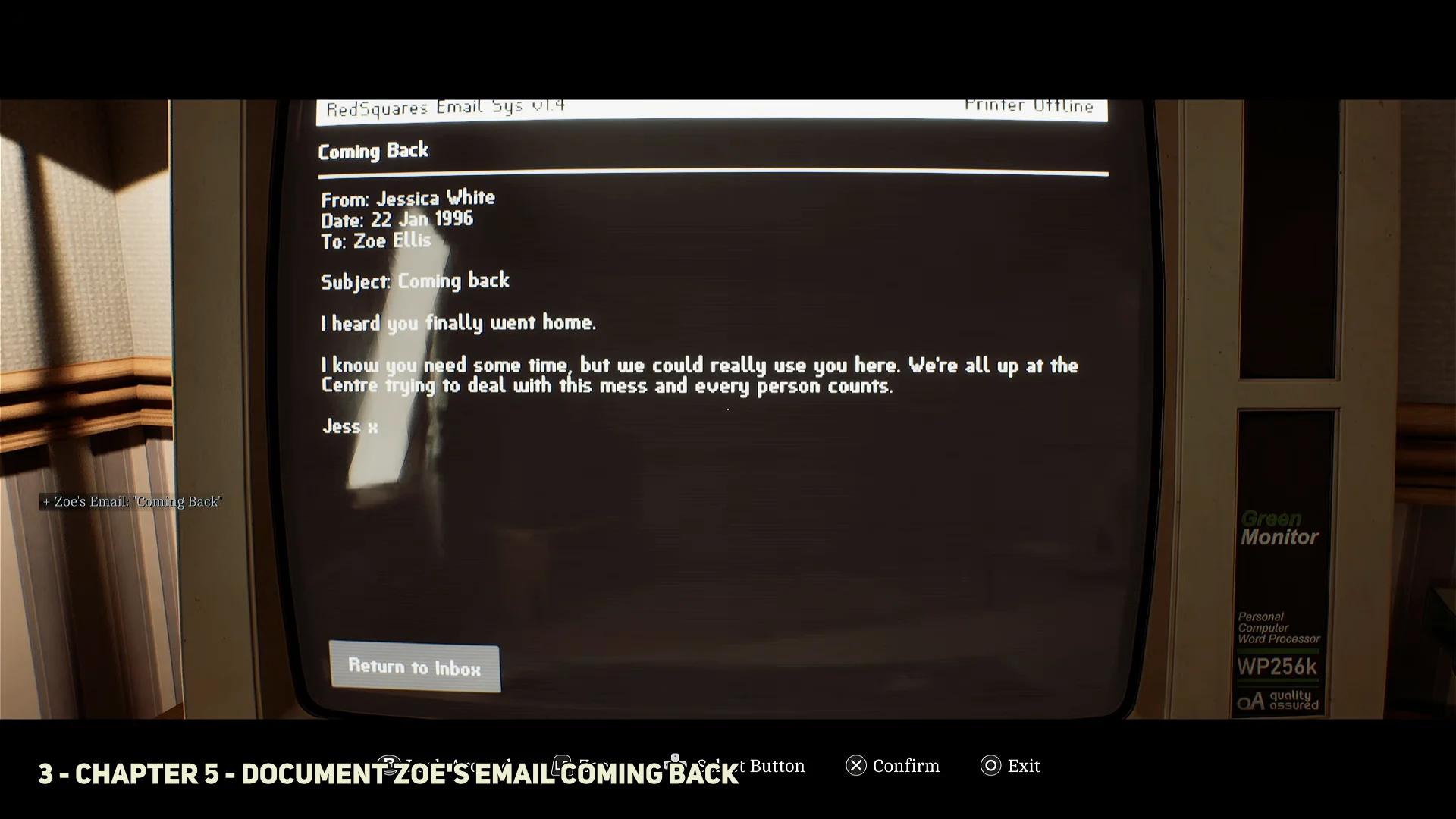 Zoe's Email Coming Back
