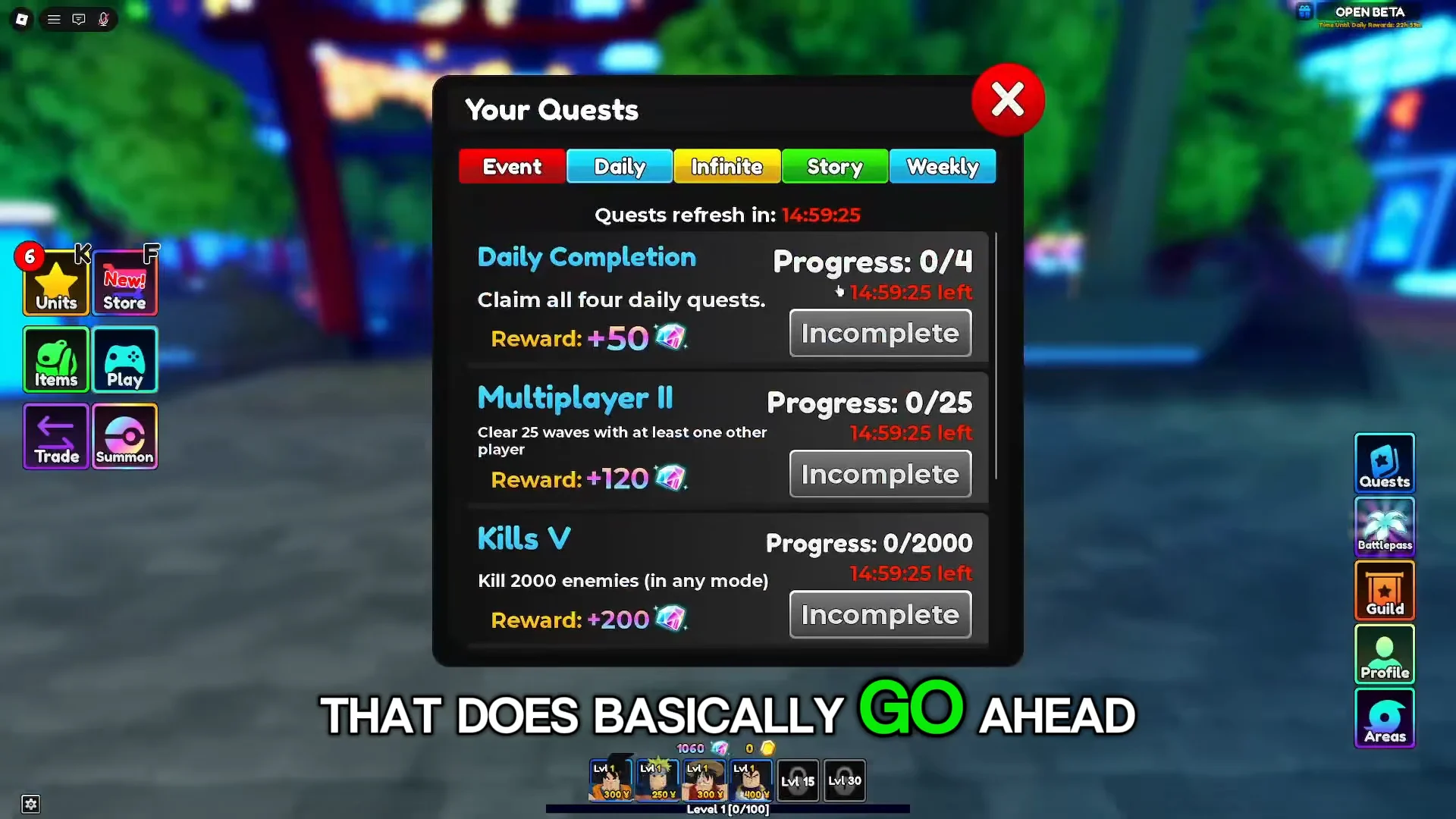Quests Menu