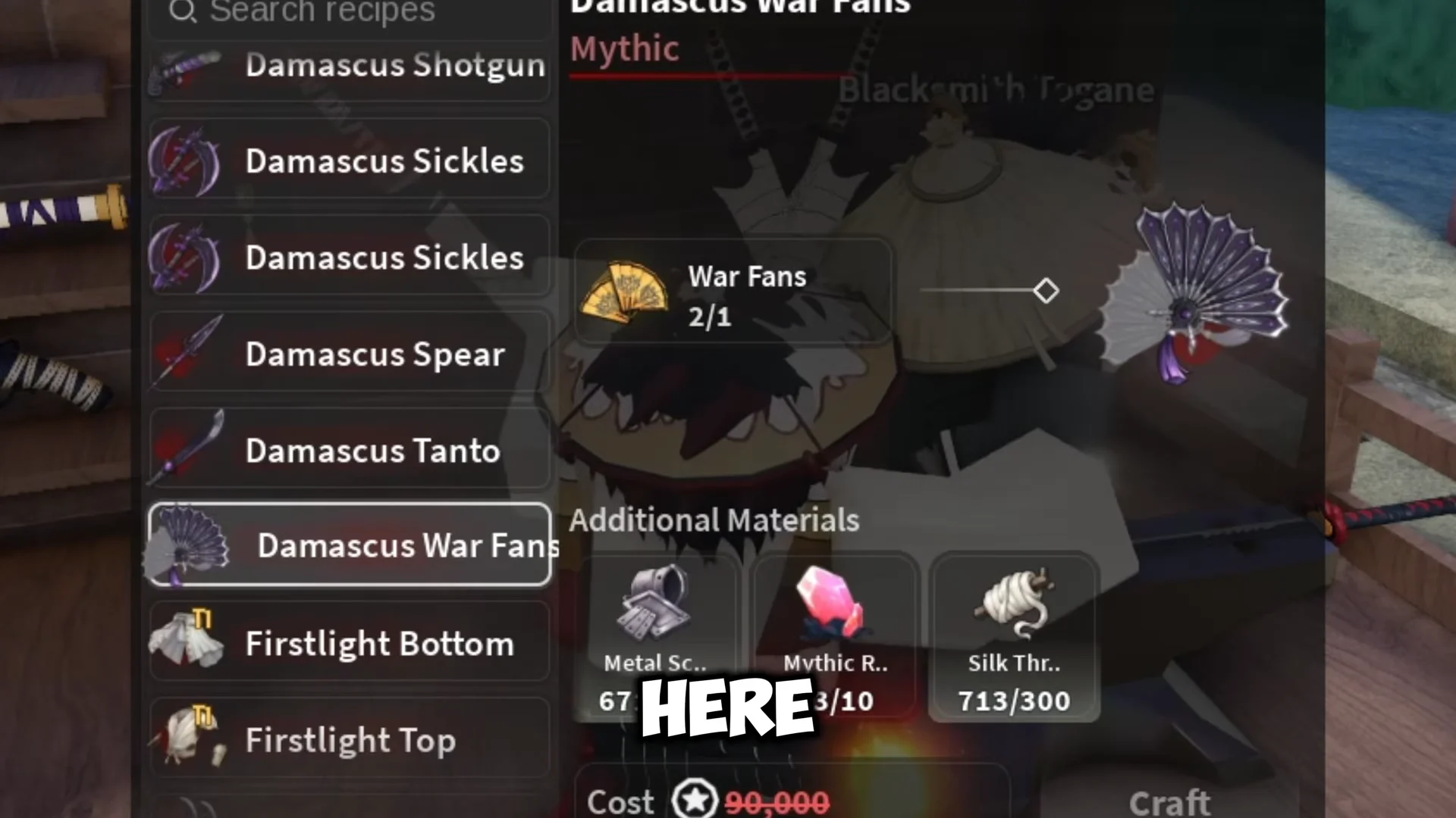 Nichirin Forge and Zeni Shop Costs