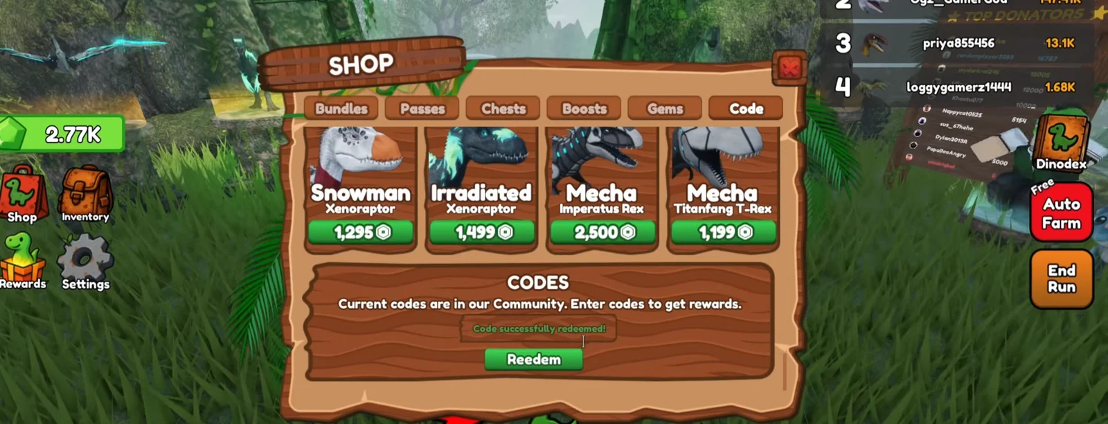 Redeeming code KEEPIT100K
