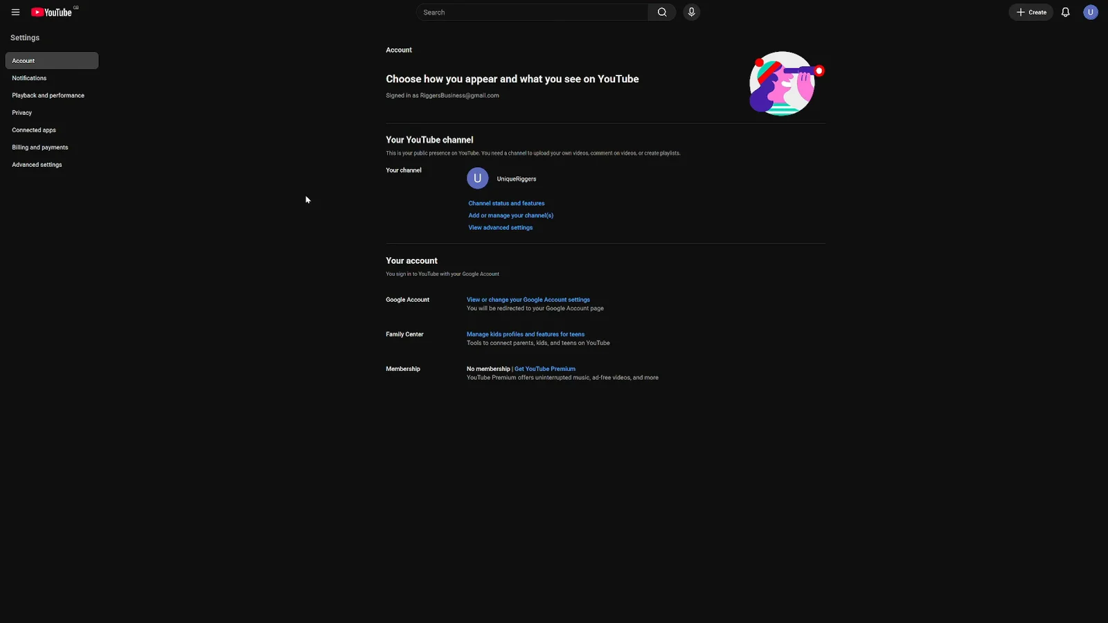 Accessing YouTube Settings