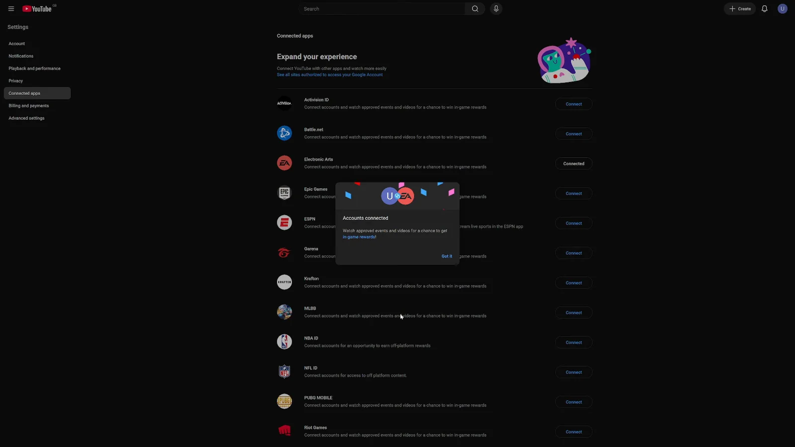 Checking Twitch Connections settings