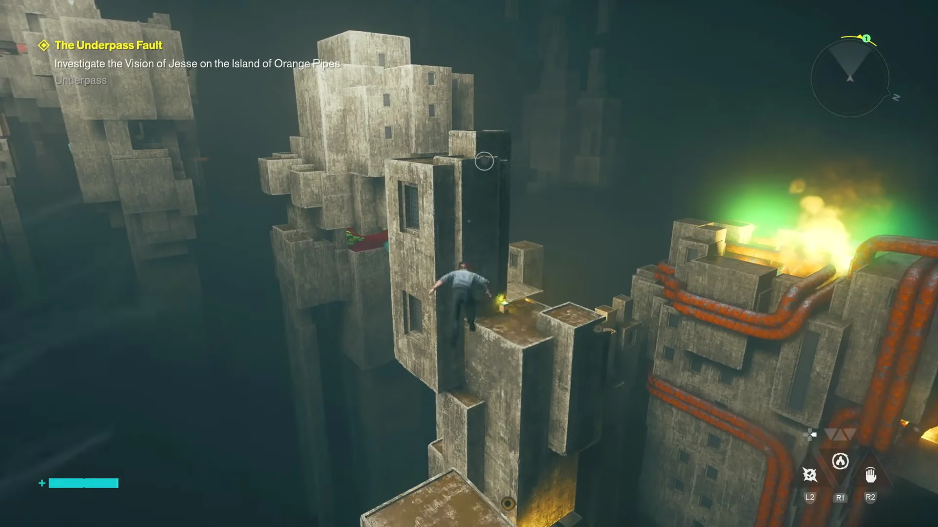 Platforming across concrete pillars