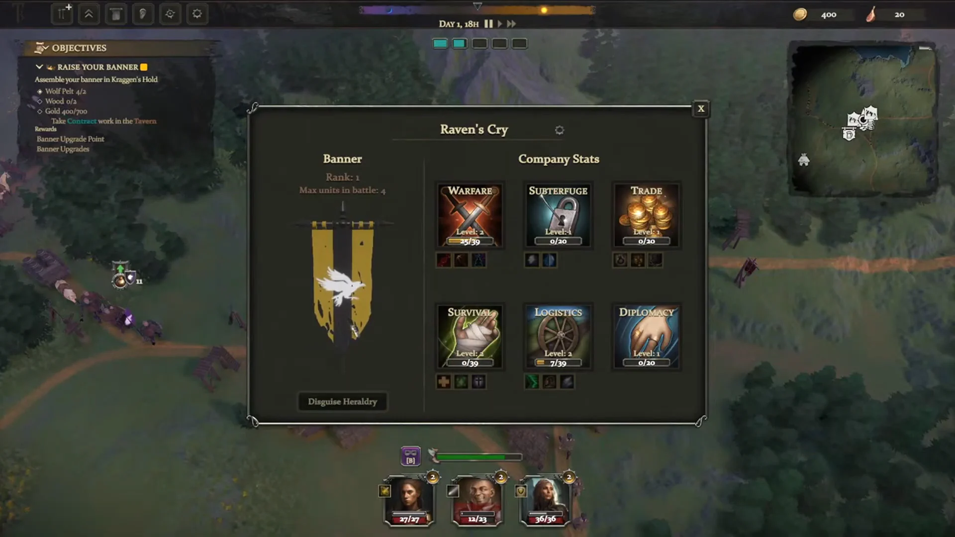 Company Banner and Overworld Movement