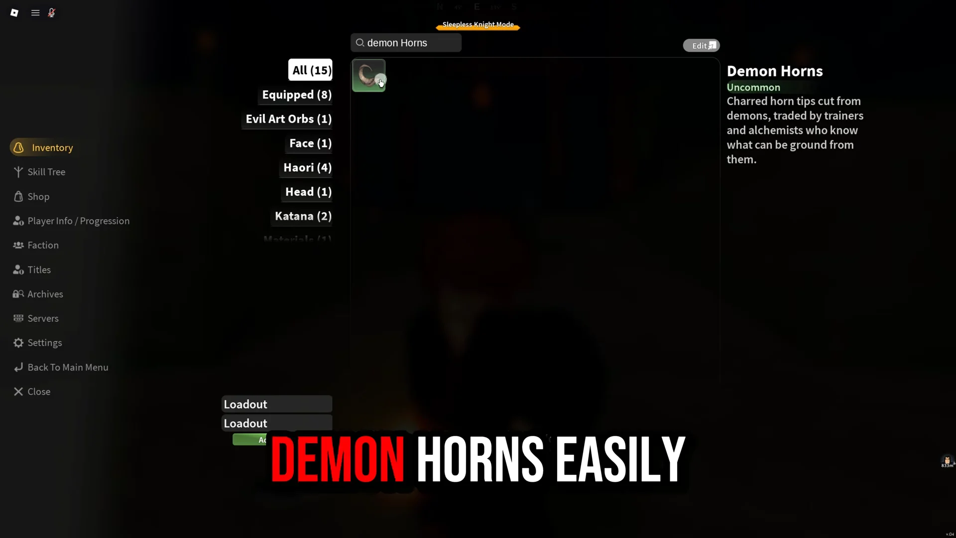 Demon Horns in Inventory