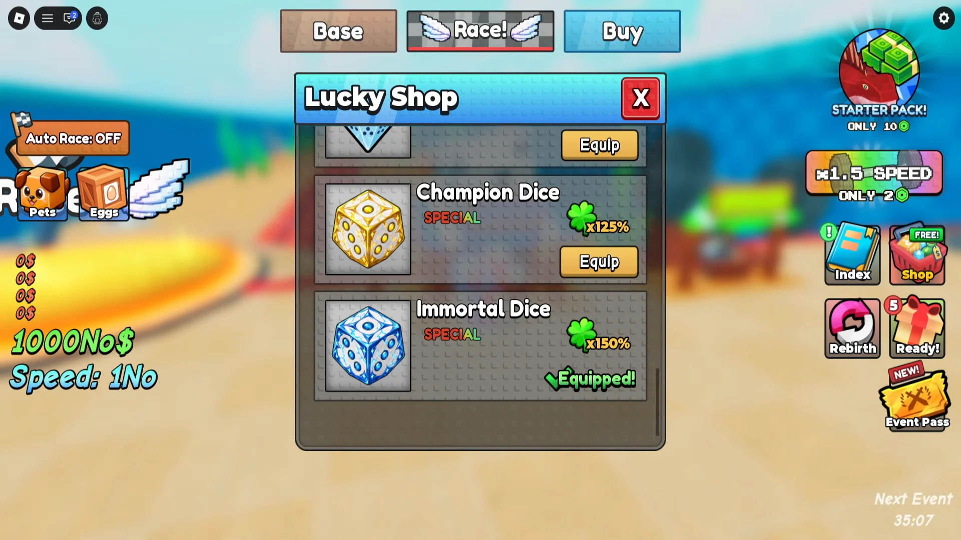 Equipping Immortal Dice
