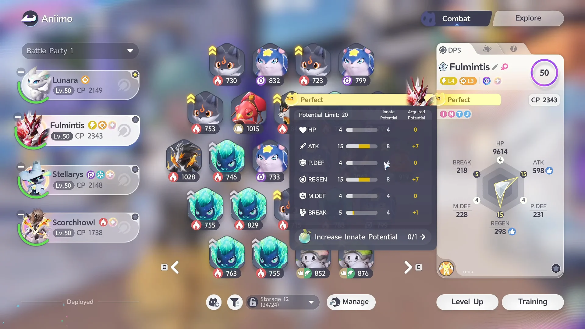 Innate vs. Acquired Potential Stat Breakdown