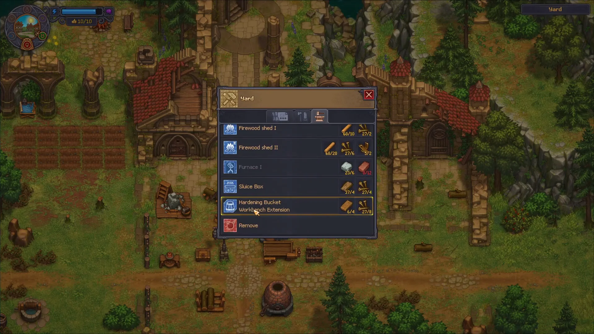Yard Building Menu