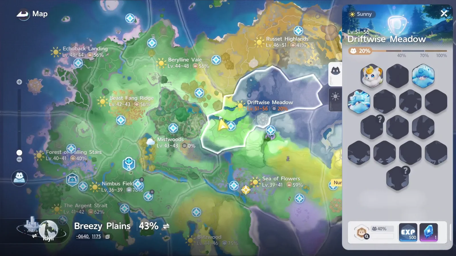 Map and habitat menu