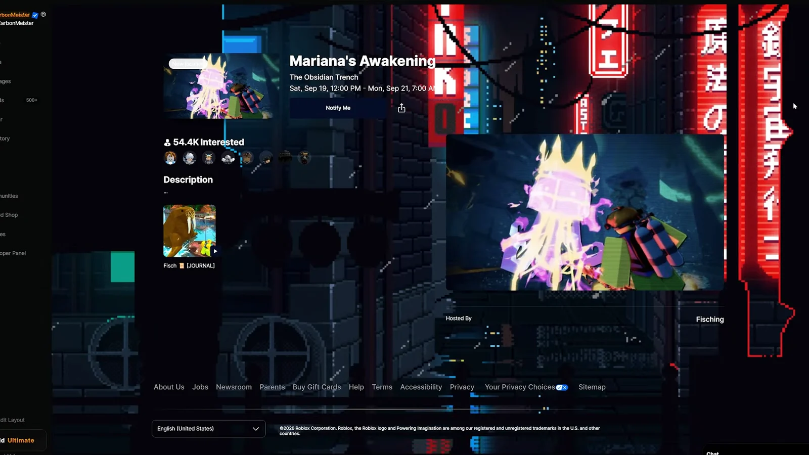 Mariana's Awakening and FischFright 3 Event Pages