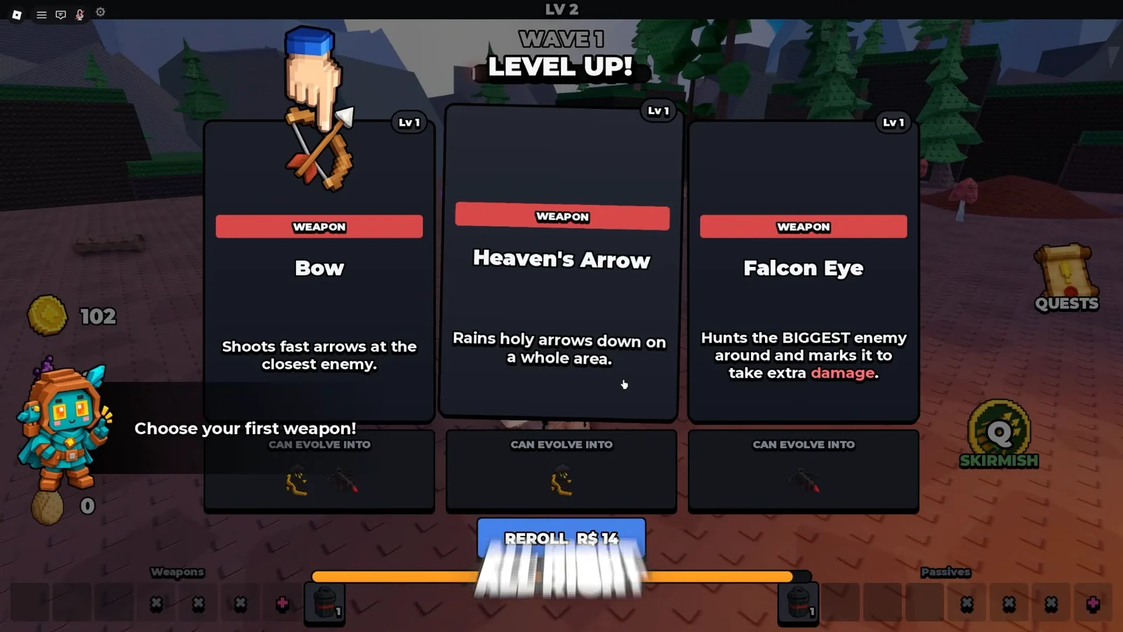 Selecting and Upgrading Weapons in Combat