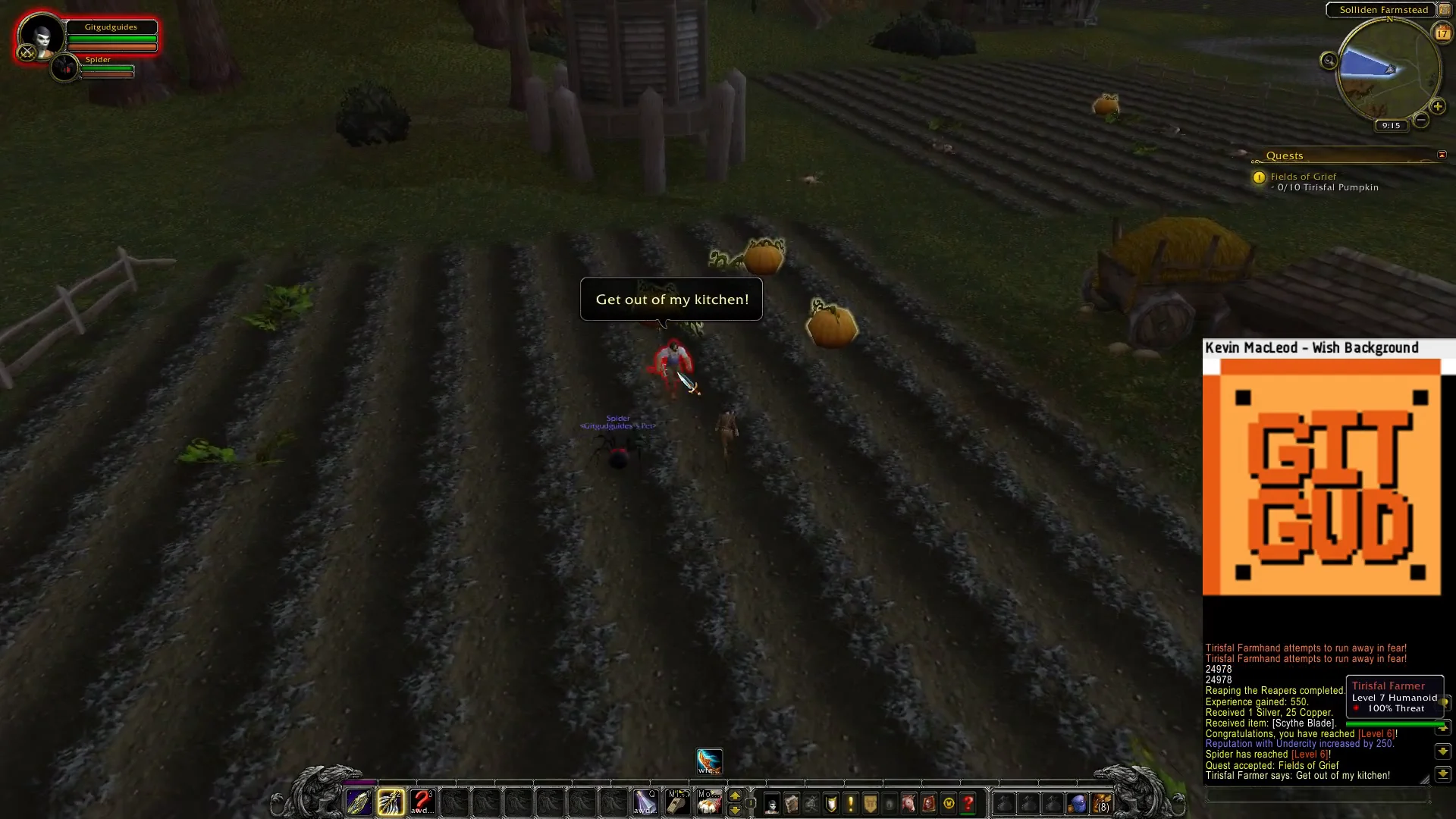 Collecting pumpkins and fighting mobs