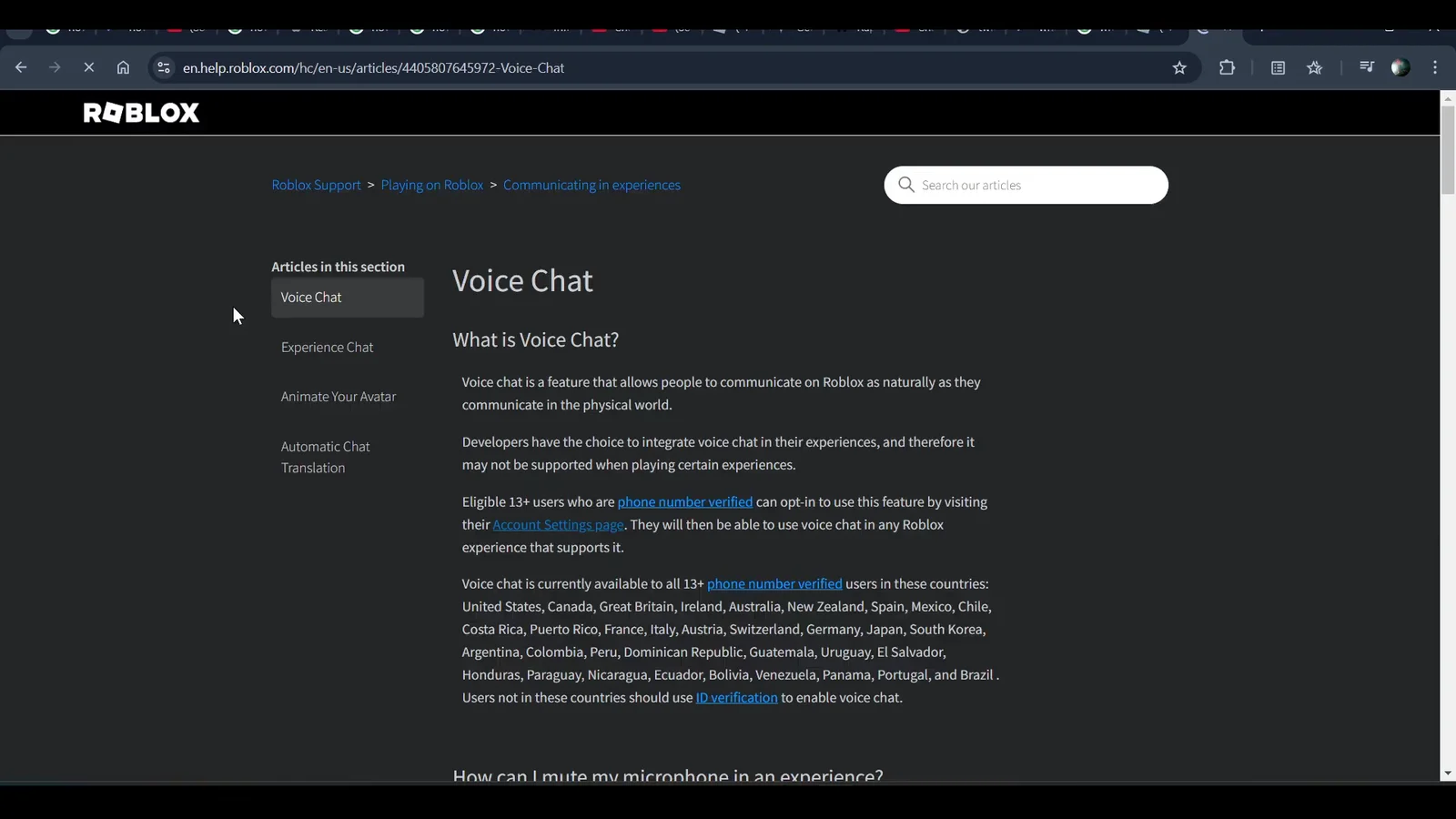 Explaining Voice Chat Requirements
