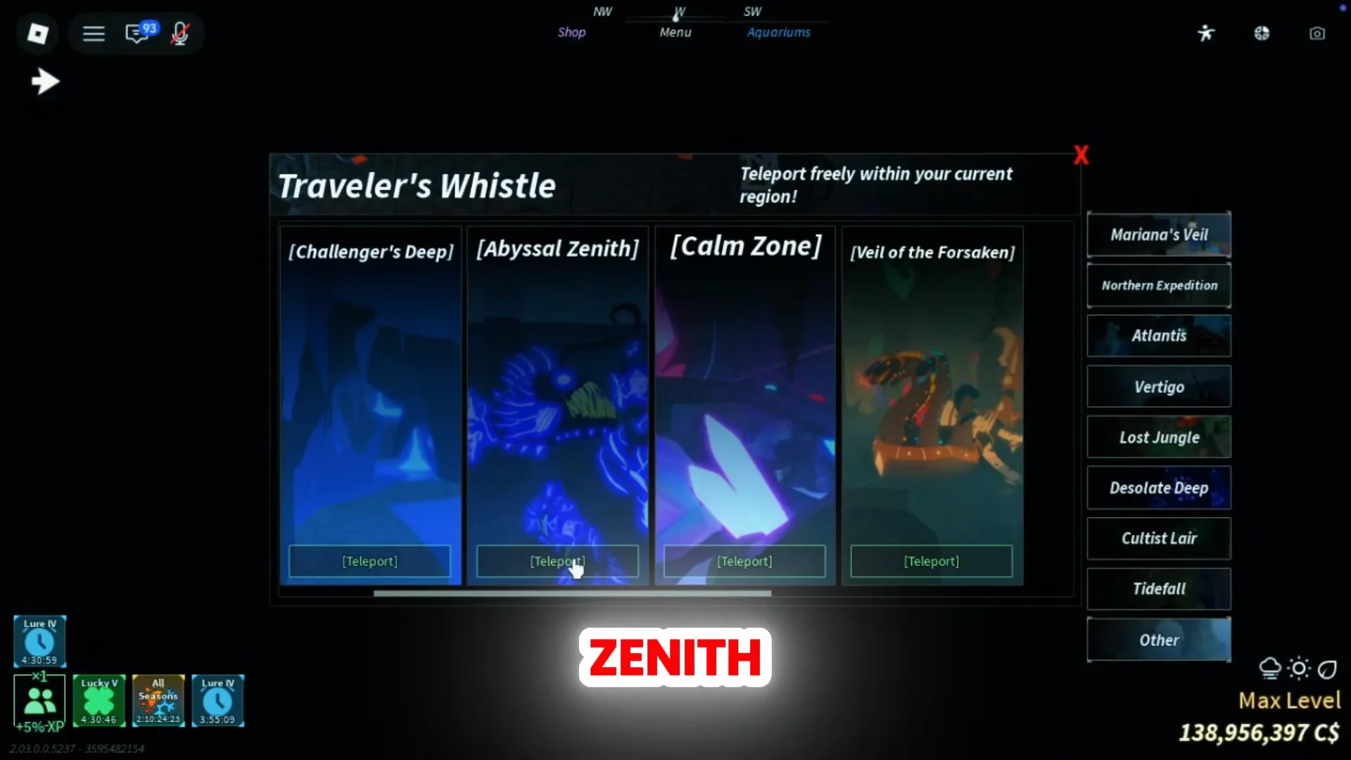 Teleporting to Abyssal Zenith