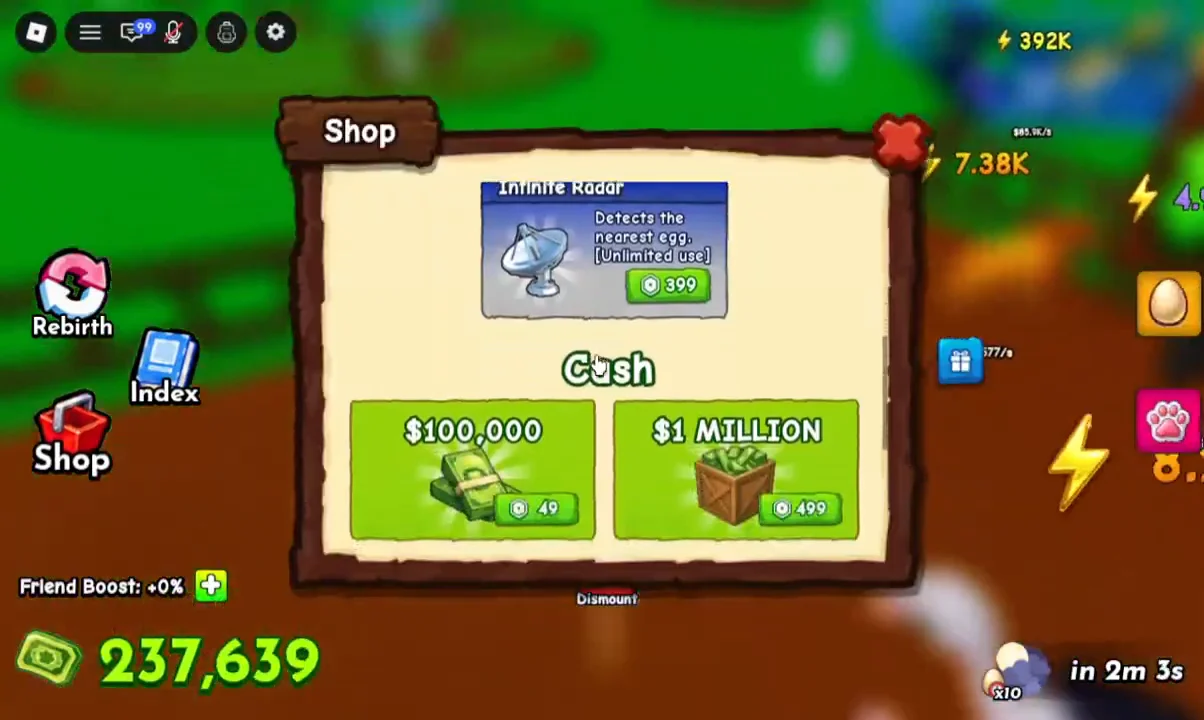 Accessing the Shop Menu