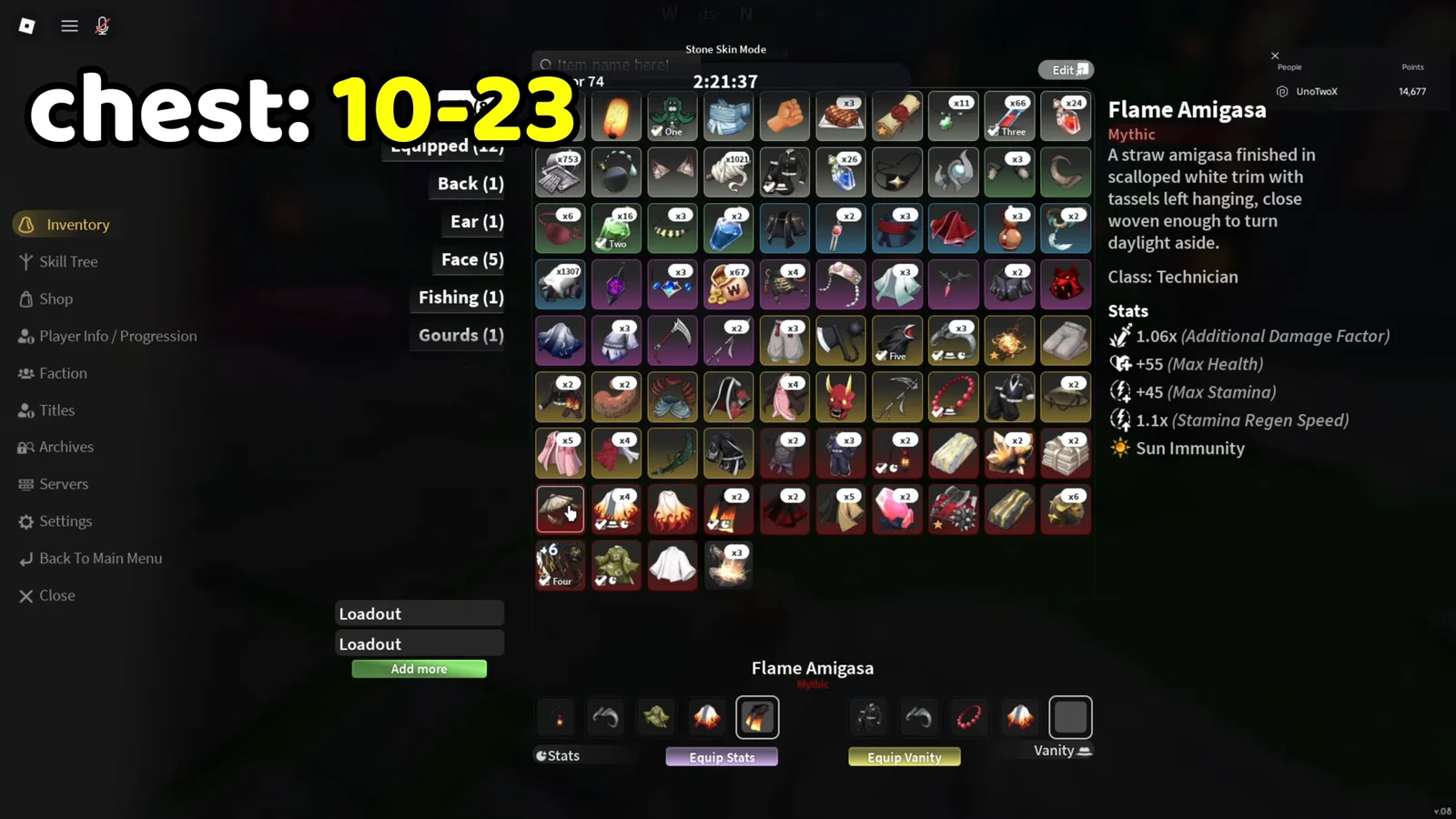 Inventory inspection for 2x Luck drops