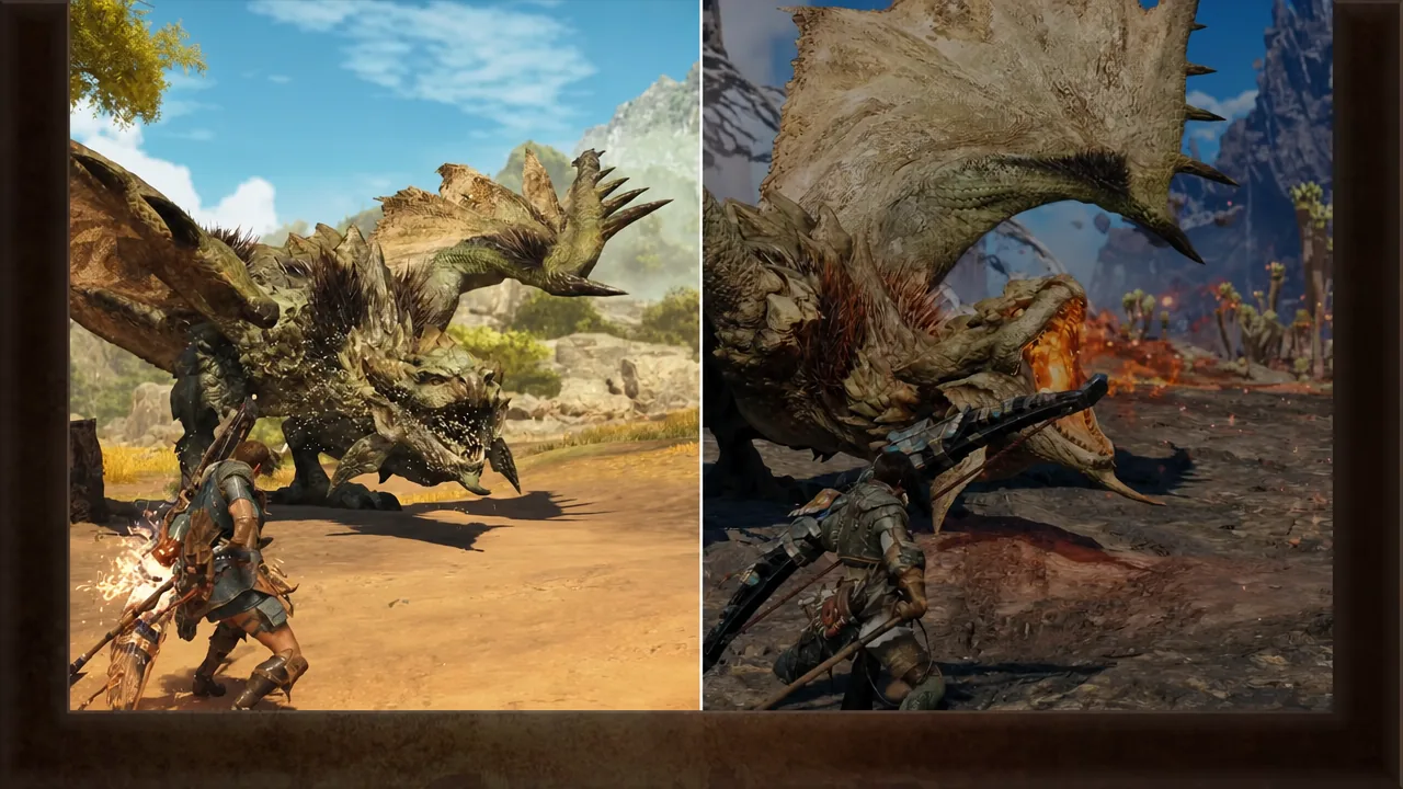 Hunter firing on a monster during a boosted ranged attack