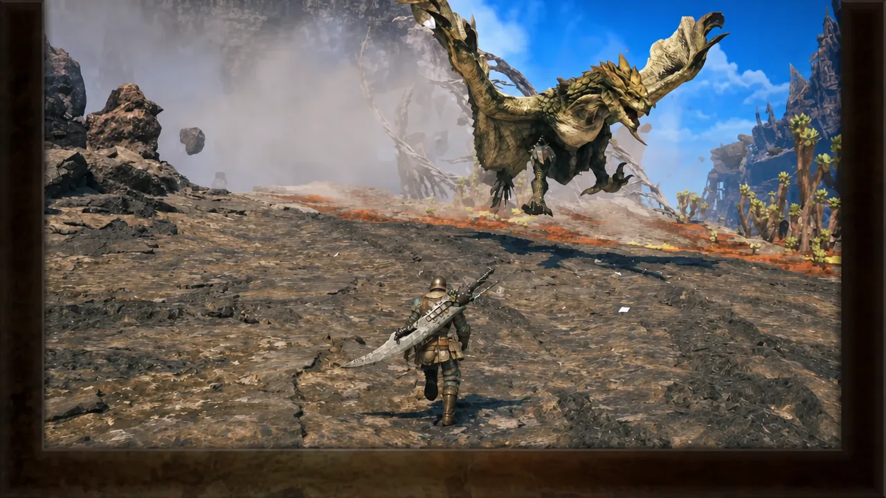 Loading screen tip explaining Boost Drivers as a hunter closes in on a flying wyvern