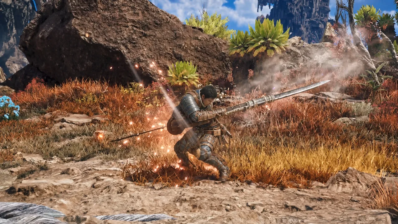 Long Sword hunter launching a propelled counter-attack in the Boost state
