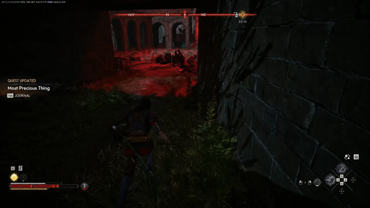 Quest Updated notification for Most Precious Thing with the objective marker 10 metres away