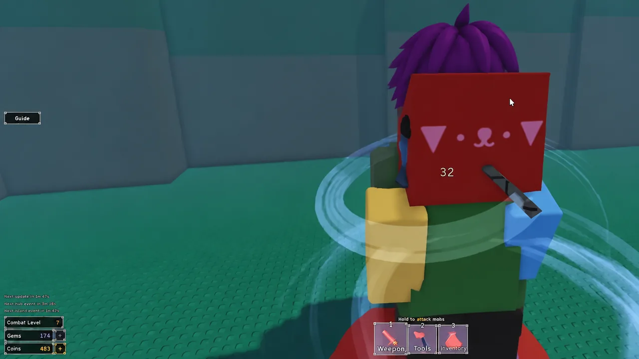Combat HUD with the Weapon button held down while attacking an enemy