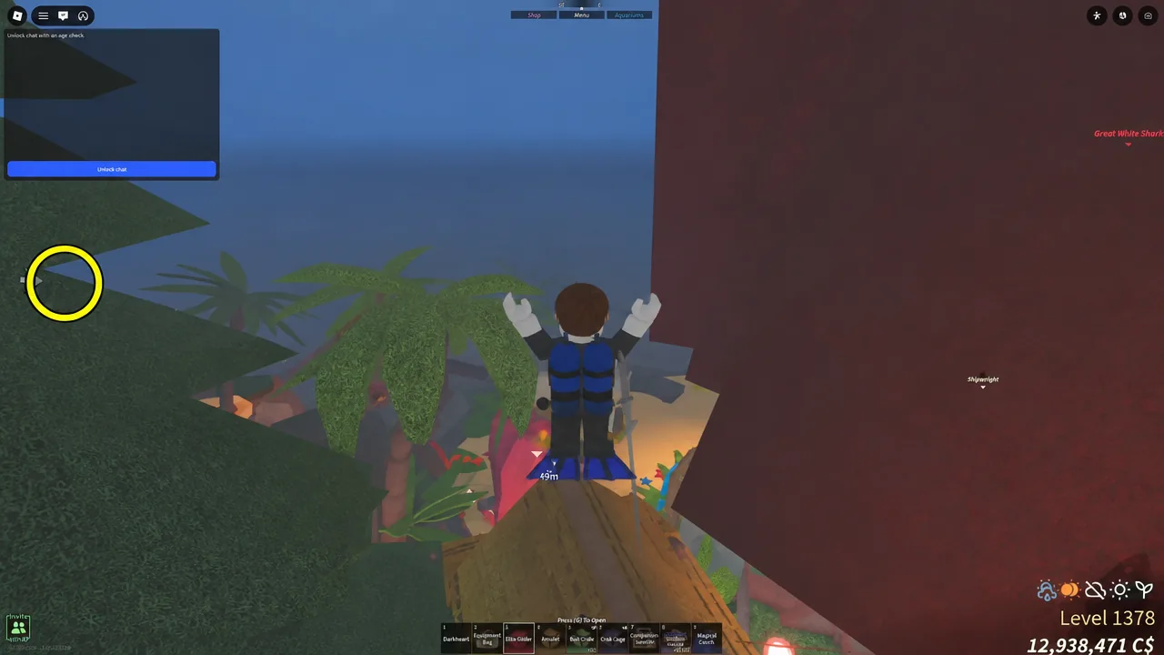 Fisch character casting the Rod of Oscar as the macro takes over the fishing loop