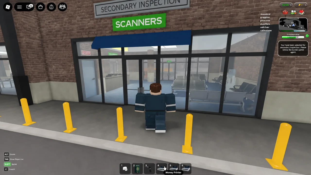 Approaching the Scanners entrance for Secondary Inspection at the border checkpoint