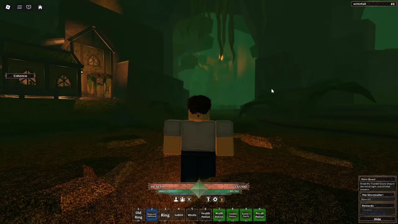 Player walking through the spawn town toward the Stylist NPC to change race