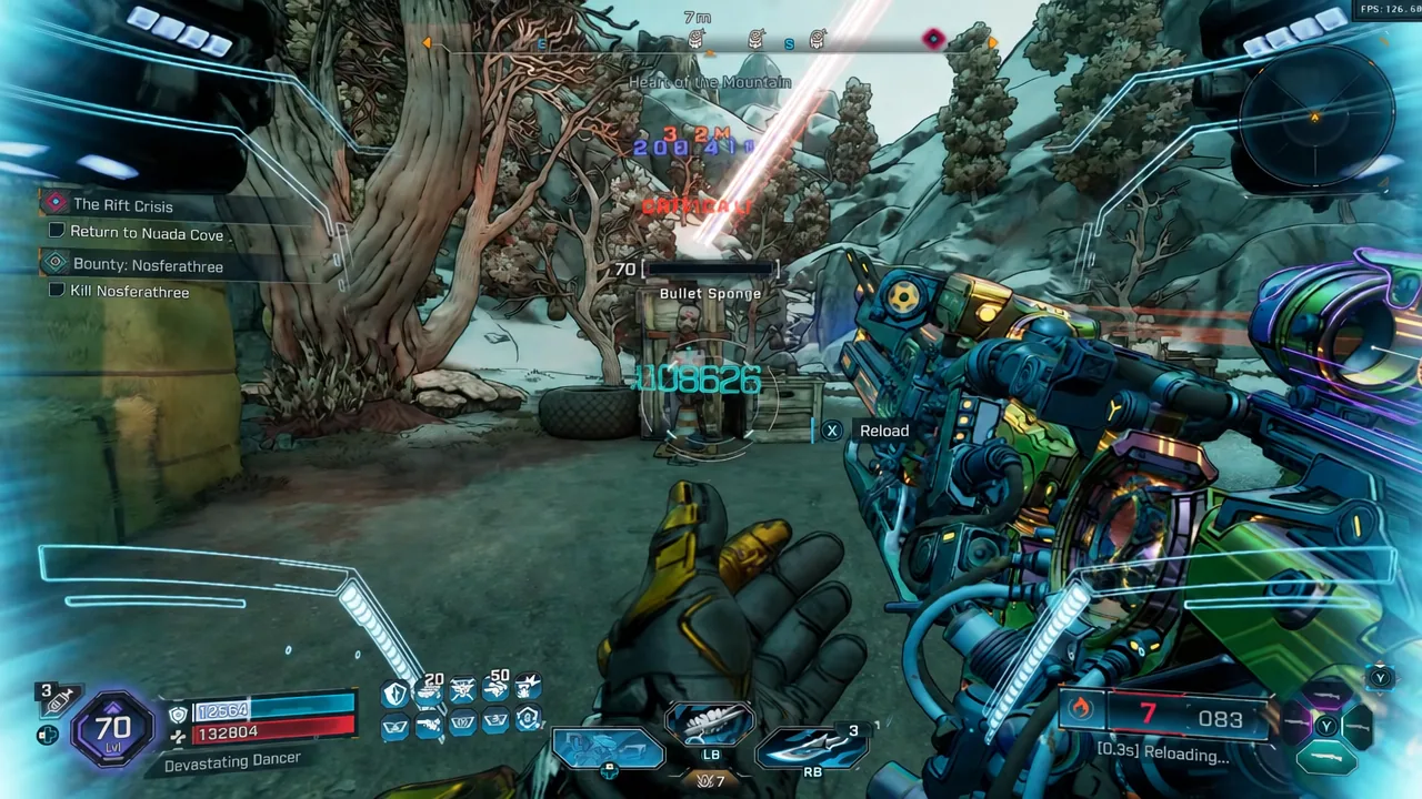 The X Reload prompt on screen as the Astonisher reloads mid-fight