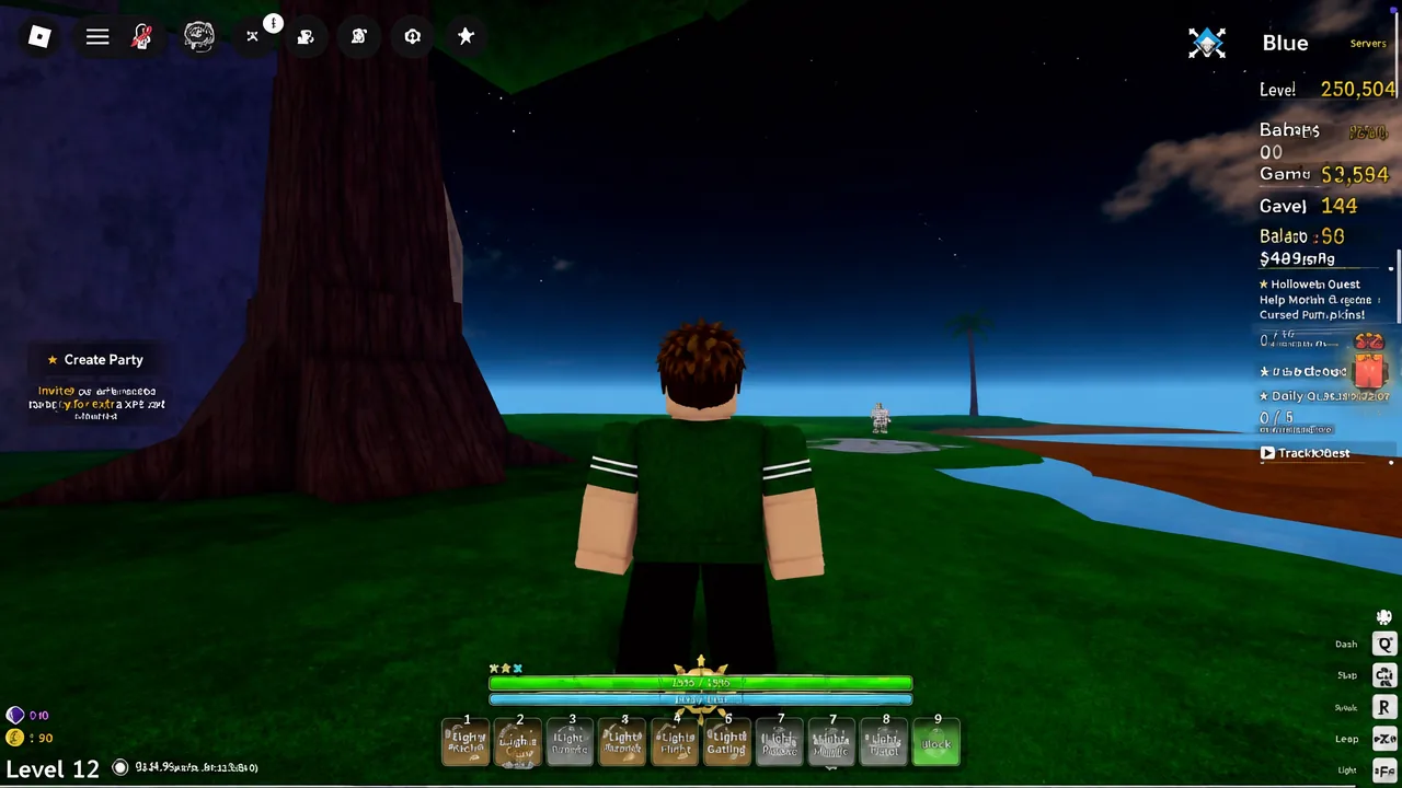 Grand Blue island exploration with the Create Party button on screen