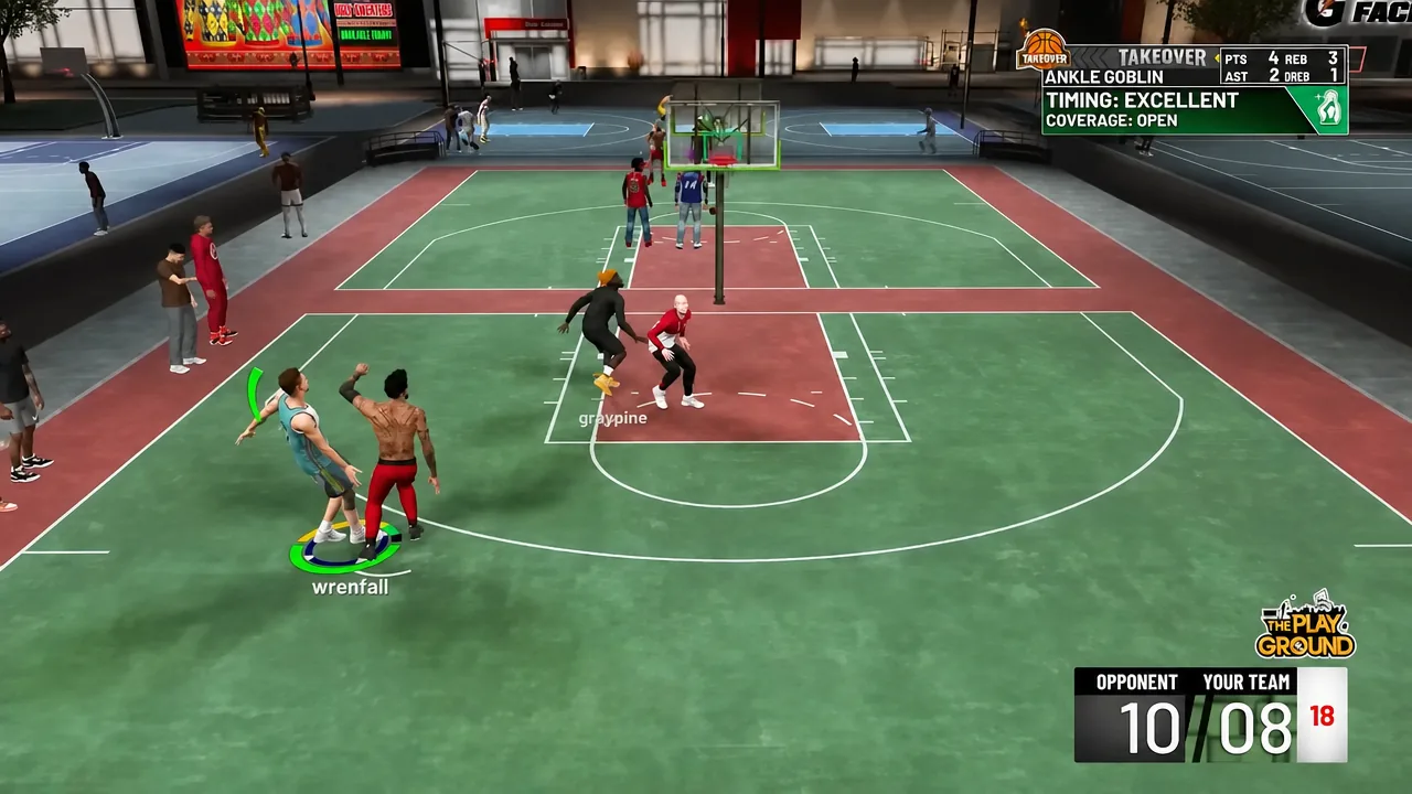 Shot-feedback panel reading Excellent timing and Open coverage as a shot goes up