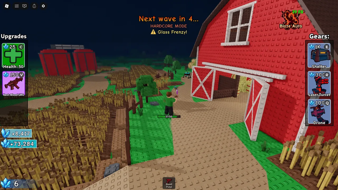 Hardcore match with a next wave countdown and the Glass Frenzy modifier active