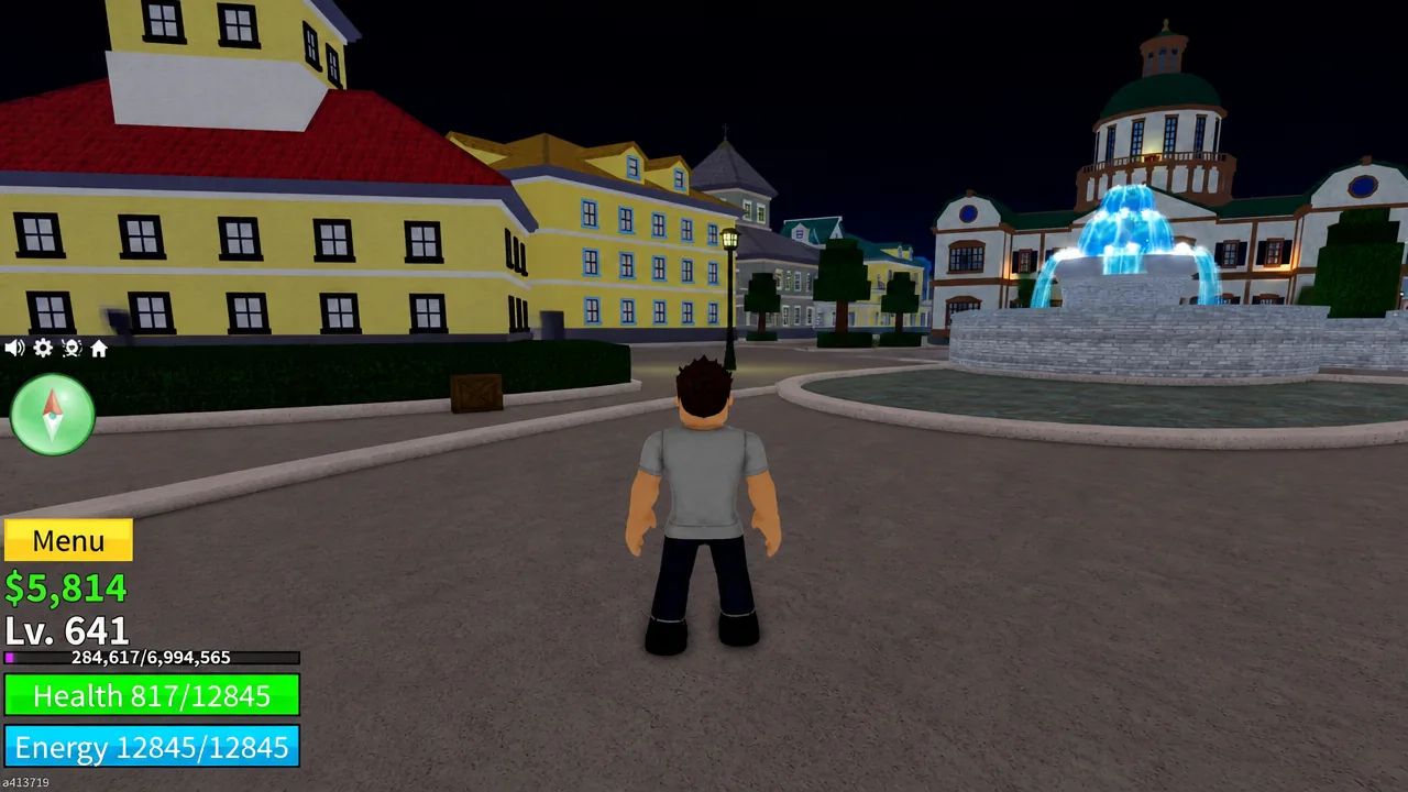 Highlighted Menu button in Blox Fruits, used to open the main menu and check inventory