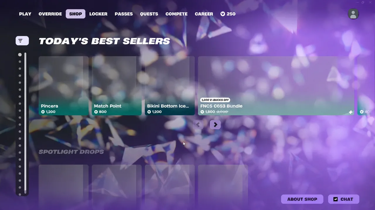 Fortnite Item Shop open on the Today's Best Sellers row