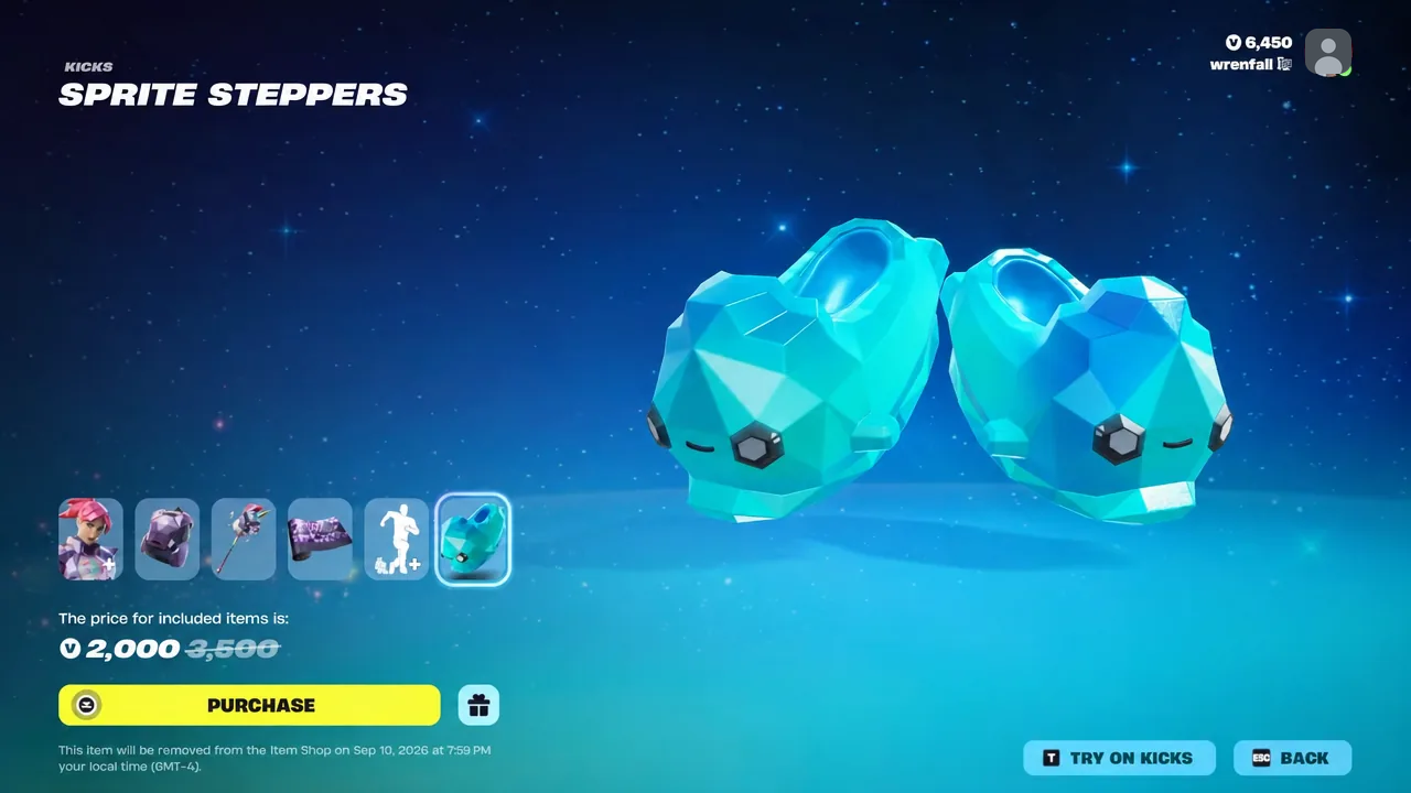 Item Shop preview page for the Sprite Steppers kicks included in the bundle